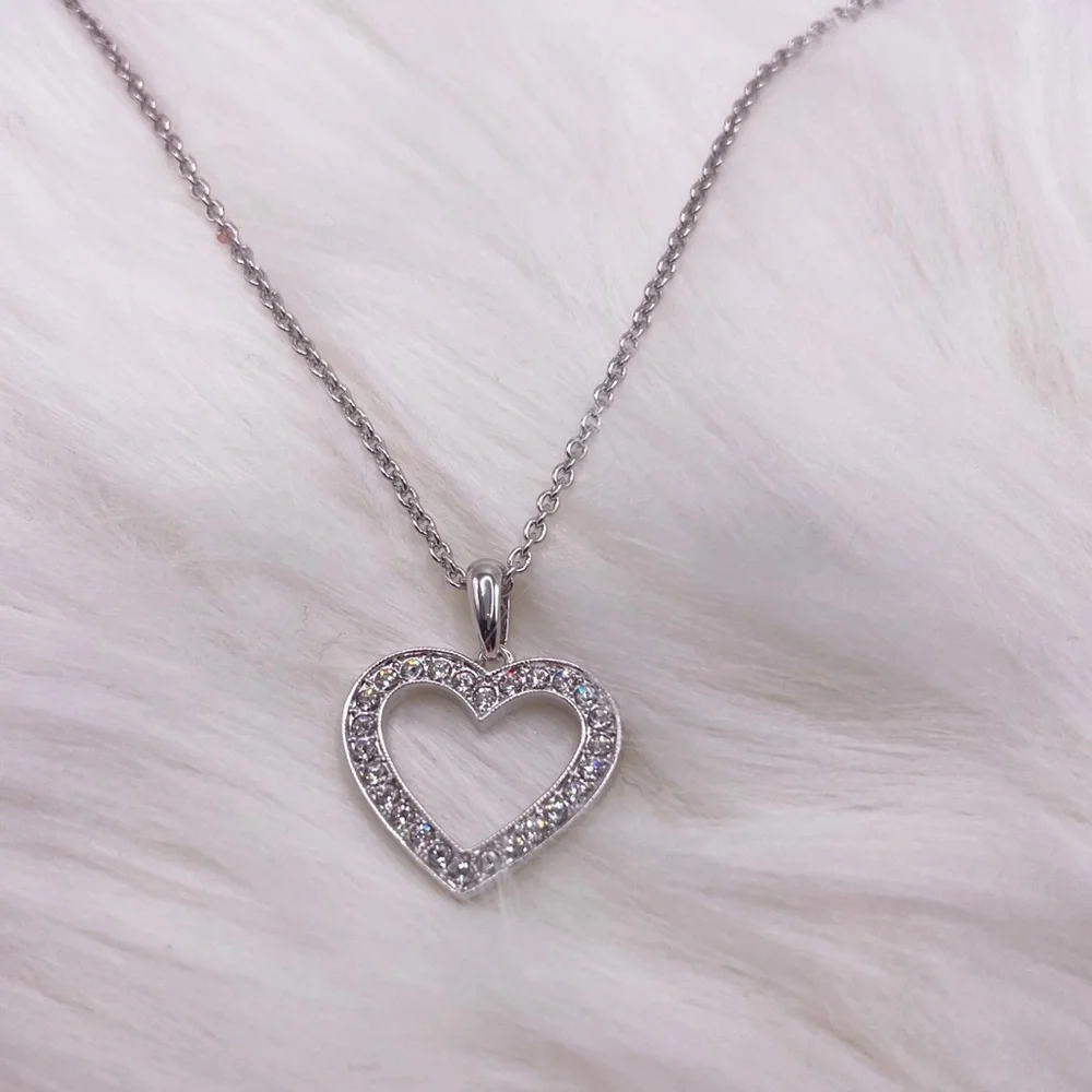 Brilliant Love Swarovski Crystal Open Heart Pendant Necklace